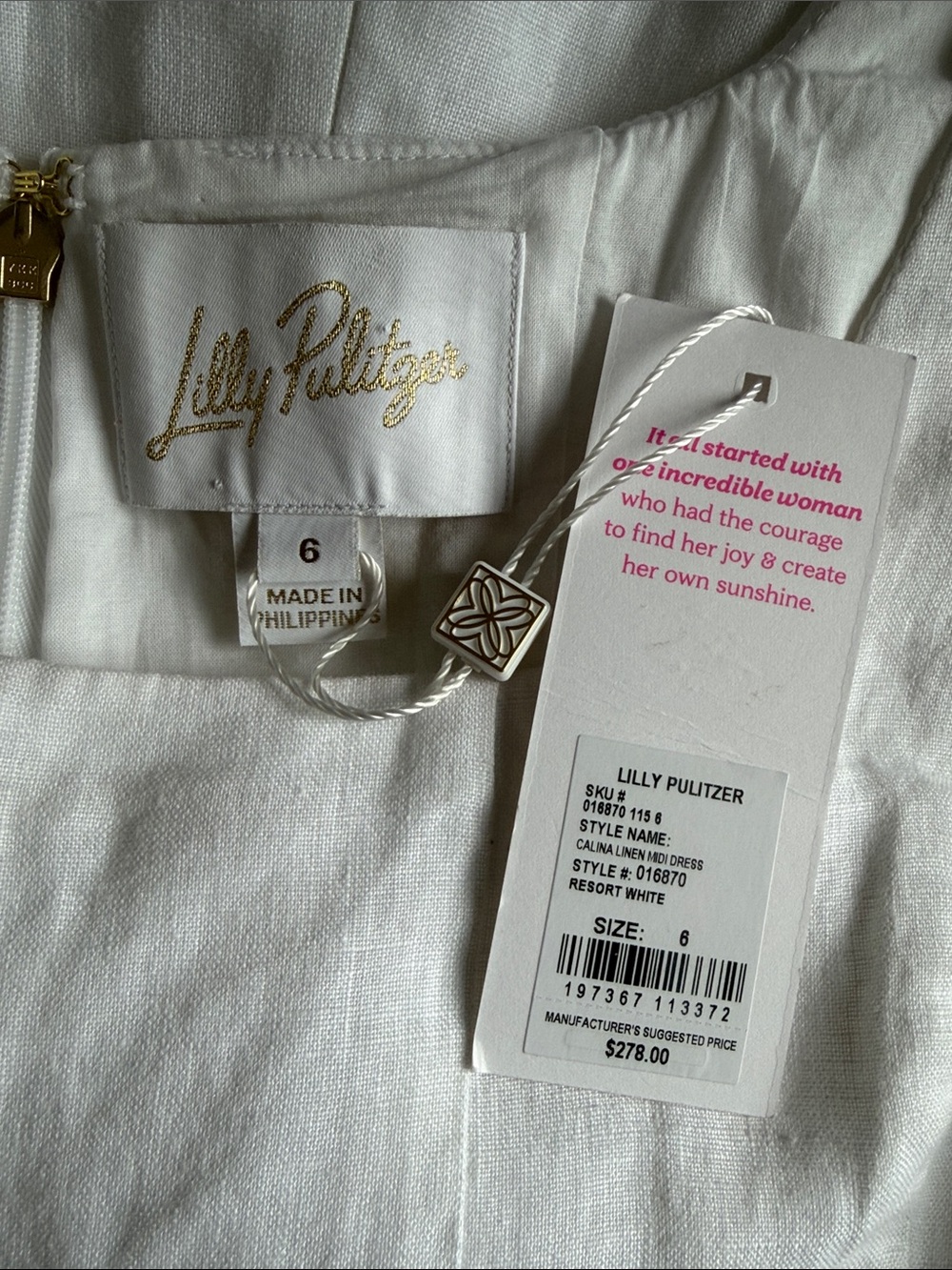 Lilly Pulitzer Calina Linen White Sleeveless Midi Dress Size 6 NWT - Picture 11 of 13